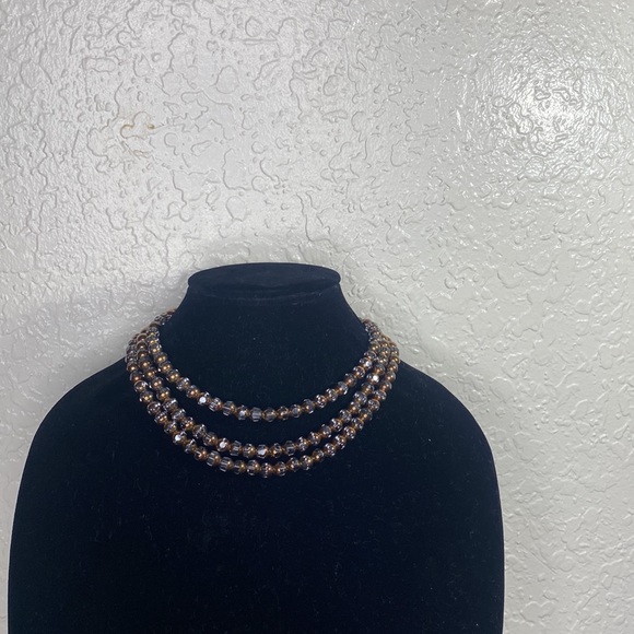 Clear glass bronze beads necklace - Picture 2 of 6